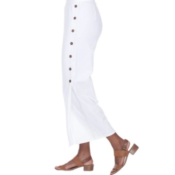 NWOT NEON BUDDA "IDEAL" ANKLE PANTS Side Buttons Size M White - Picture 8 of 8